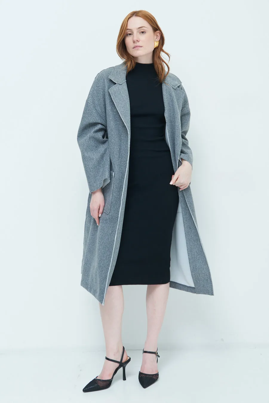 Oversized long coat with wide lapels wholesale