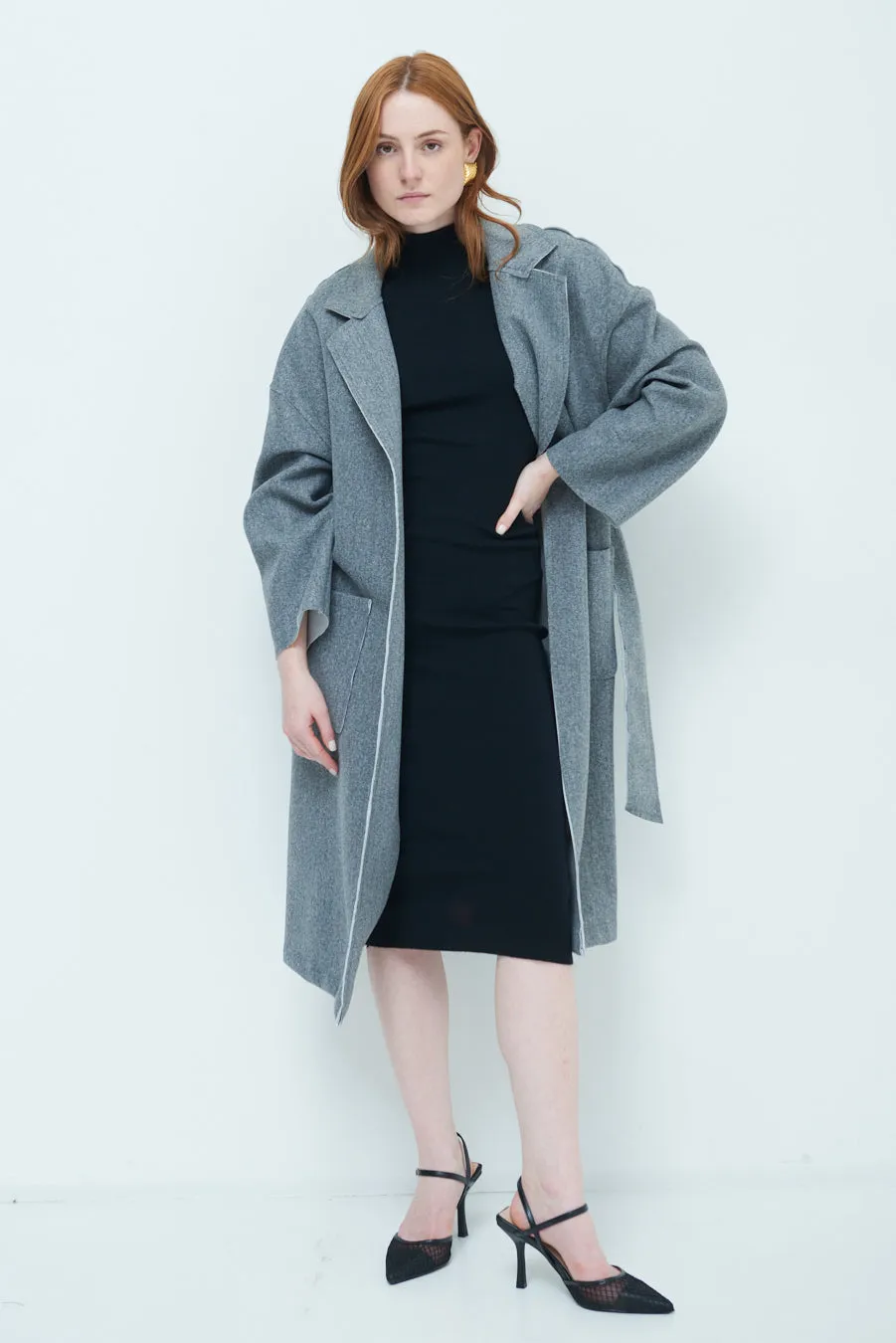 Oversized long coat with wide lapels wholesale