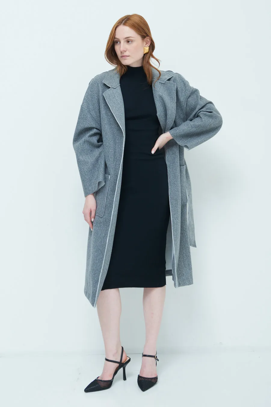 Oversized long coat with wide lapels wholesale