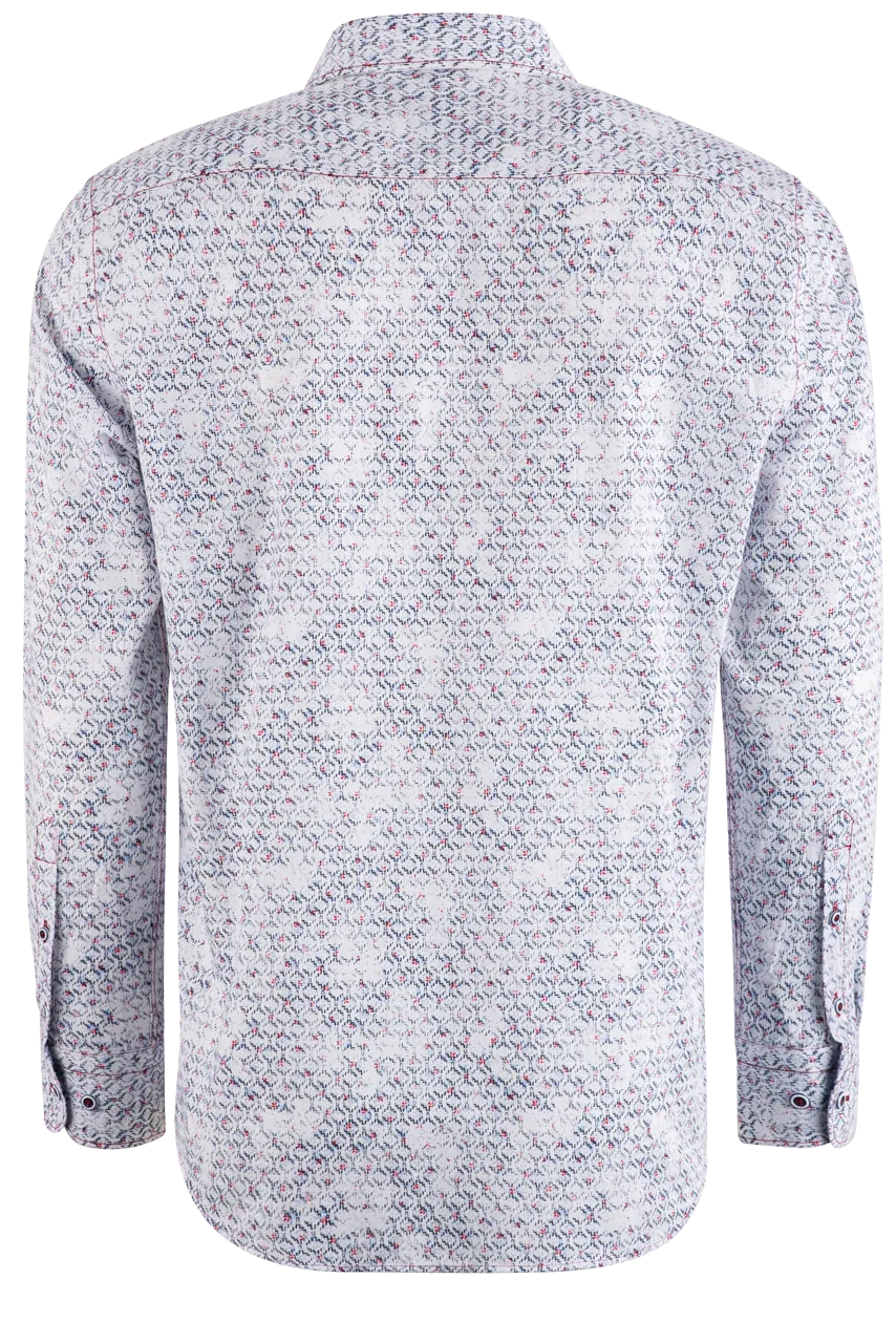 Pinto Ranch YY Collection Faded Long Sleeve Button-Front Shirt - White