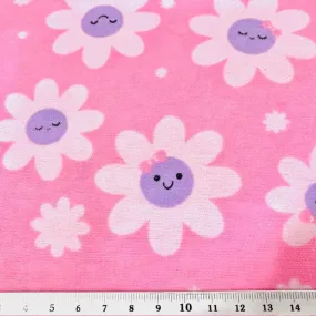 Printed Flannelette Fabric, Pink Floral -108cm Width