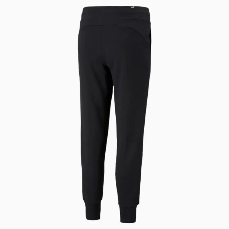 Puma Women's Classic Black Sweatpants with Ribbed Cuffs and Adjustable Drawcord