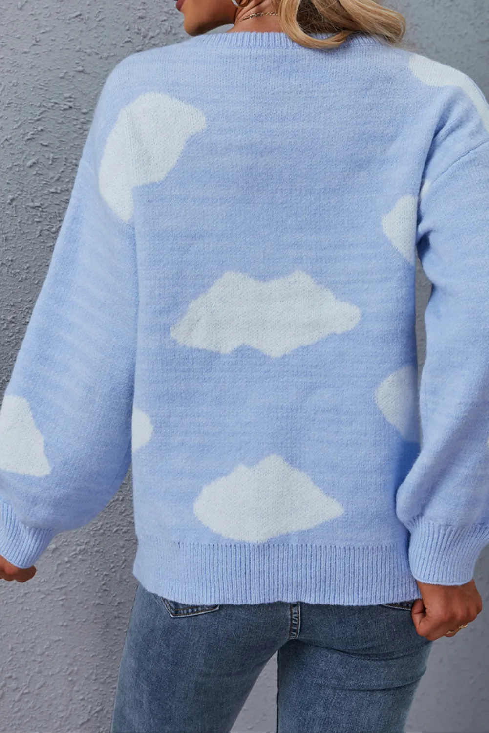 'Ray' Cloud Pattern Crewneck Sweater