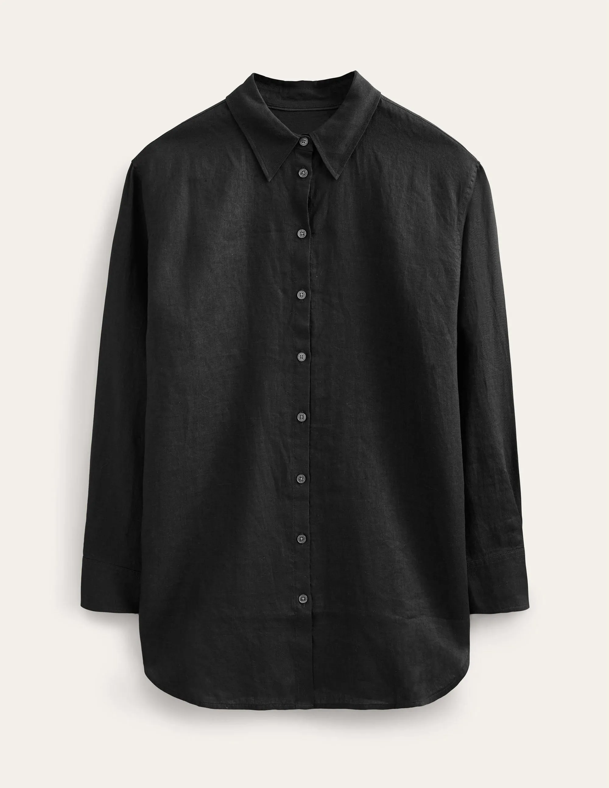 Relaxed Linen Shirt-Black