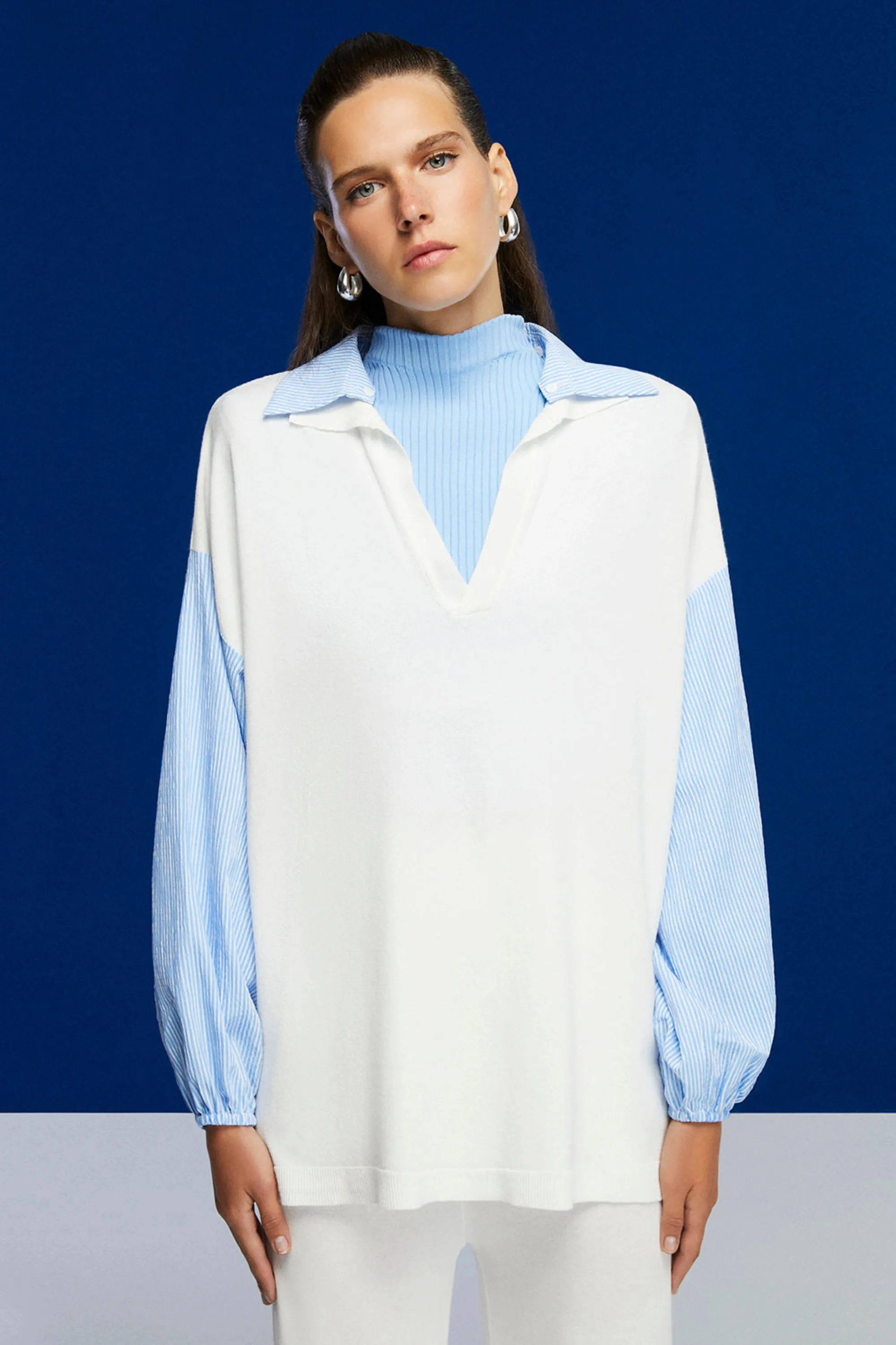 Shirt Collar Knit Top (Final Sale)