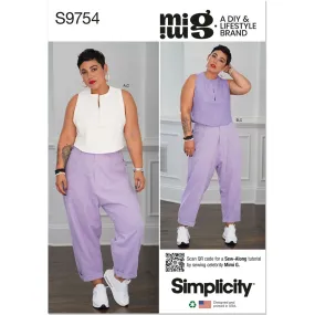 Simplicity Sewing Pattern S9754 Misses' Tops and Cargo Pants by Mimi G Style