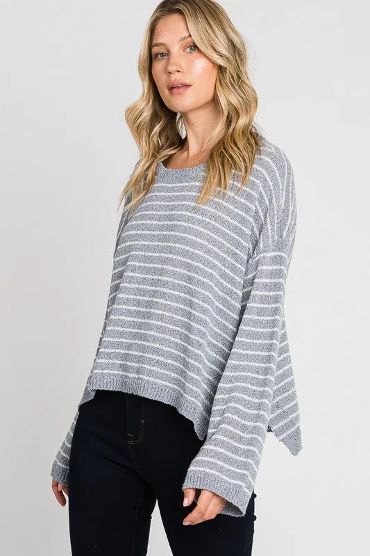 Striped Blue Knit Top