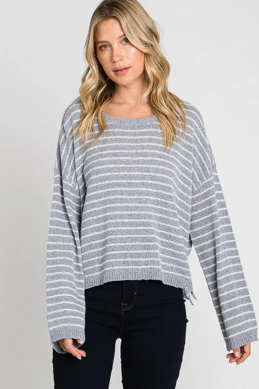 Striped Blue Knit Top