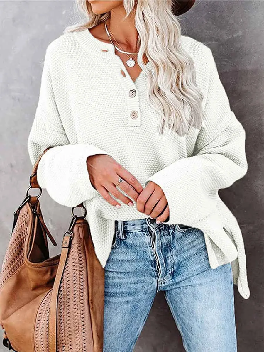 Stunncal Comfy Button Sweater