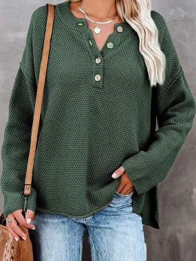 Stunncal Comfy Button Sweater