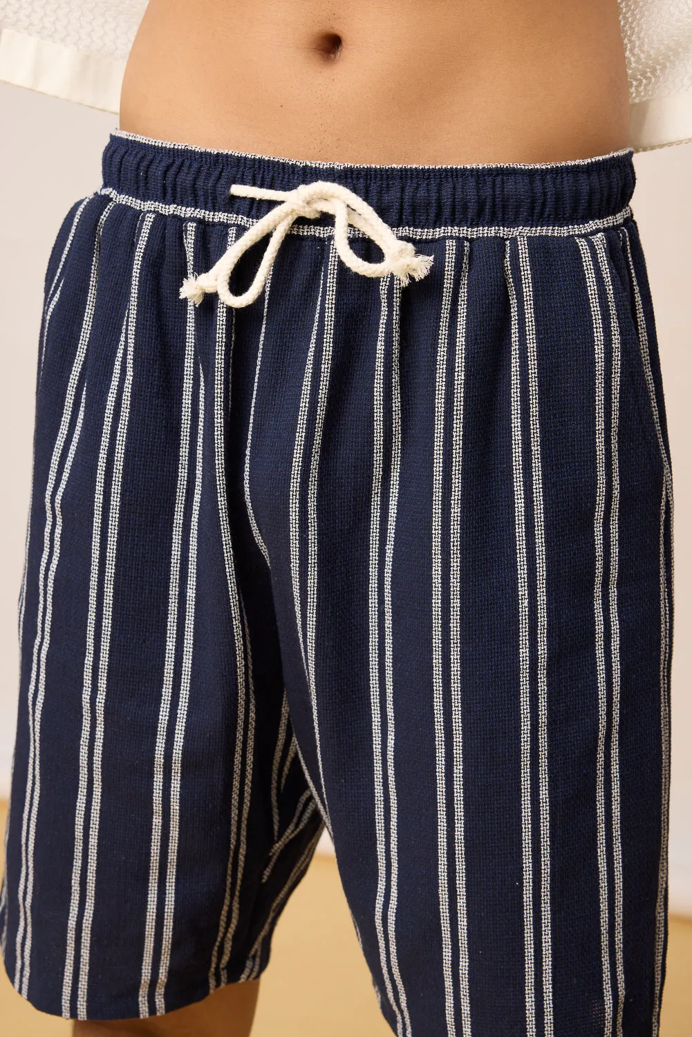 True Navy Striped Men's Bermuda Shorts