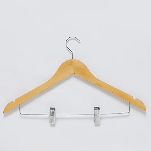 U-emember Wooden Hangers Wooden Hangers Clothing Wooden Coat Hanger-Double Anti-Slip Belt Clip Clips Trouser Press, 5, The Original Color